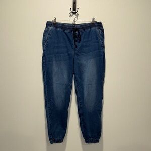 Casual Blue Denim Jogger Pants